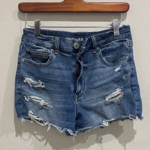 American Eagle Outfitters Women's Ripped Blue Jean Shorts
